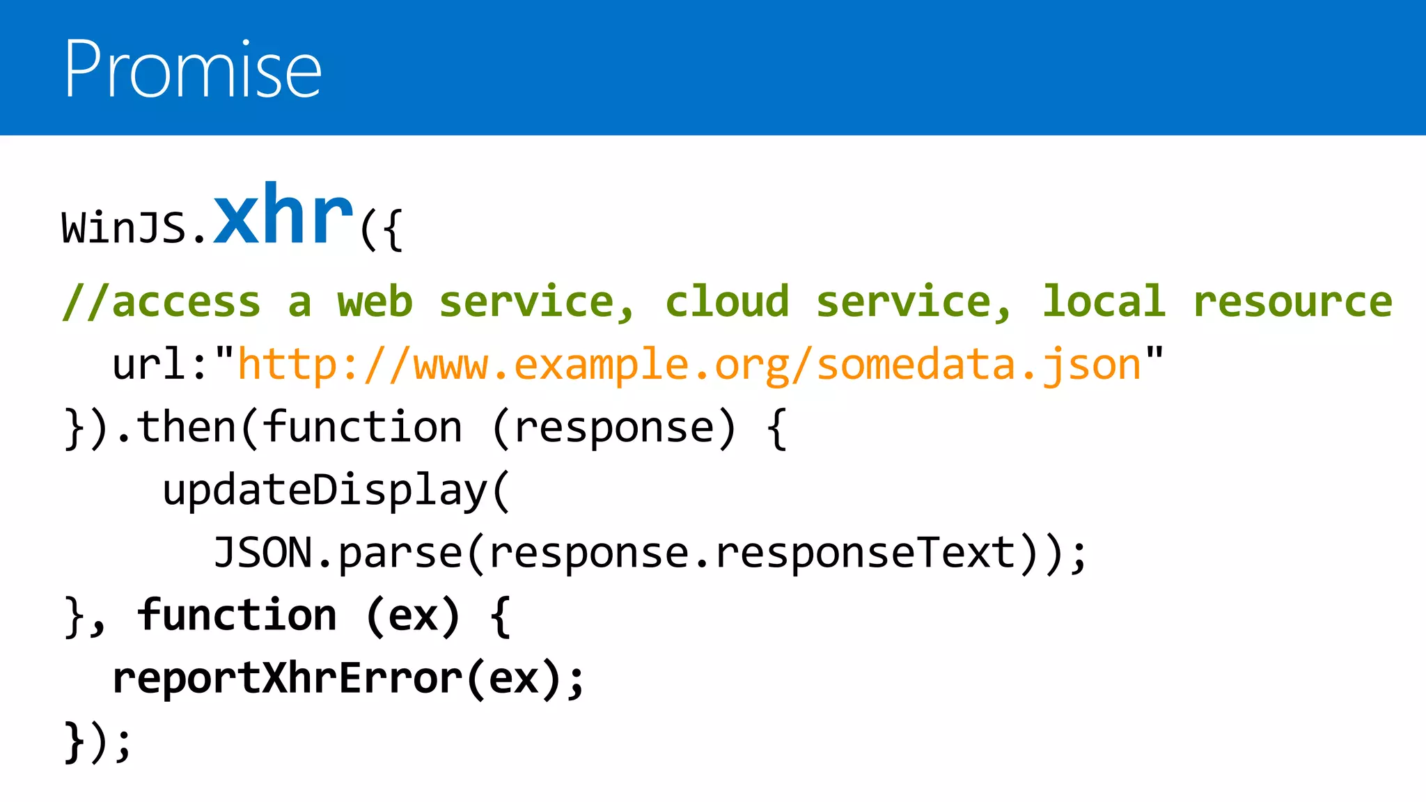 xhr
//access a web service, cloud service, local resource
http://www.example.org/somedata.json

 