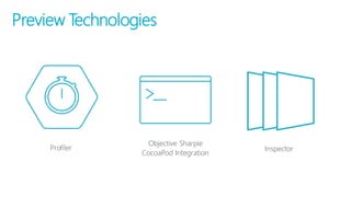 Preview Technologies
Profiler
Objective Sharpie
CocoaPod Integration
Inspector
 