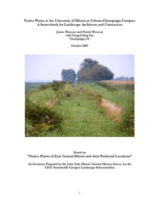 Native Plants Of East Central Illinois And Their Preferred Locations Native Plants Of East Central Illinois And Their Preferred Locations