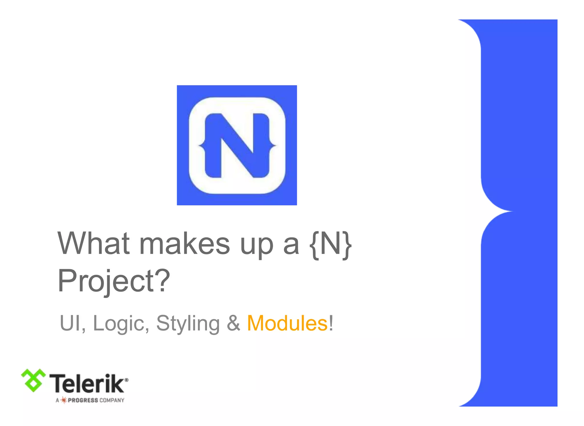 What makes up a {N}
Project?
UI, Logic, Styling & Modules!
 