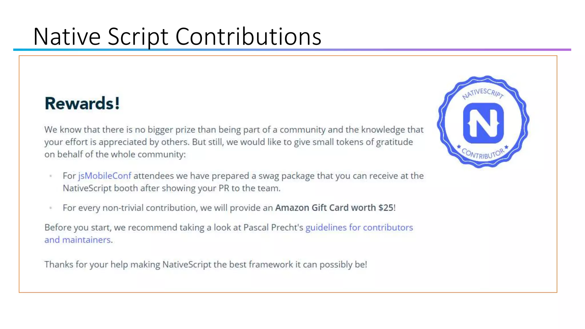 Native Script Contributions
 