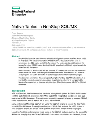 Native tables in NonStop SQL database | PDF