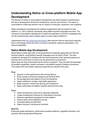 Native vs Cross-platform Mobile App Development in 2026 | PDF