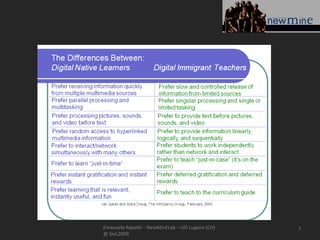 Emanuele Rapetti – NewMinELab – USI Lugano (CH)   7
@ SIeL2009
 