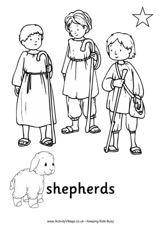 Nativity colouring shepherds