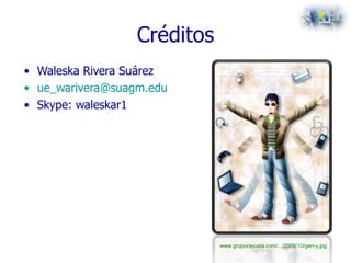 Créditos <ul><li>Waleska Rivera Suárez </li></ul><ul><li>[email_address] </li></ul><ul><li>Skype: waleskar1 </li></ul>www....