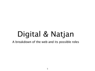 Digital & Natjan
A breakdown of the web and its possible roles




                       1
 