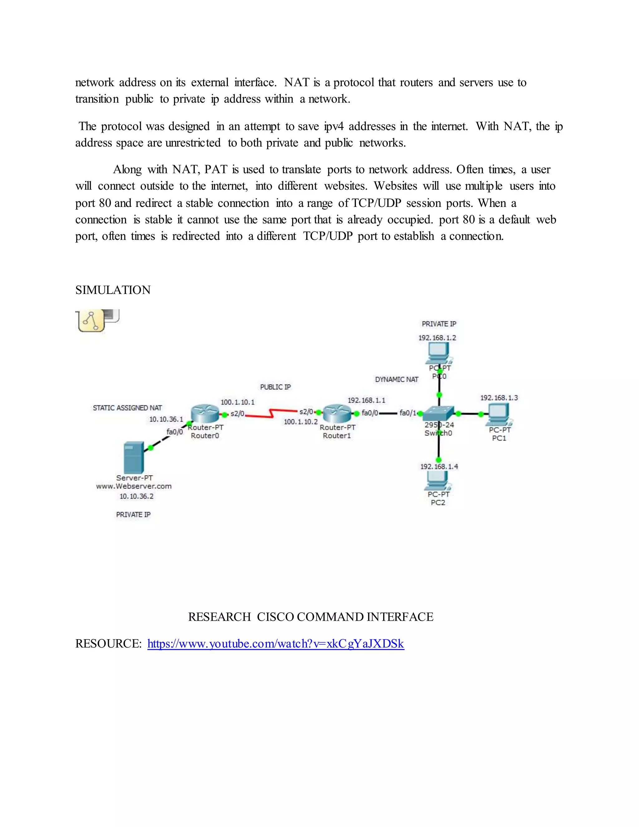 Packet Tracer: Nat protocol | DOCX - Nat Router Cybersecurity Protocols