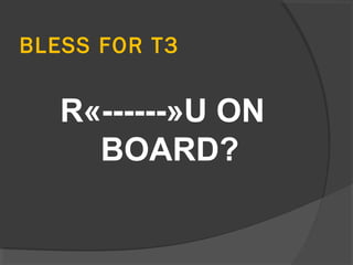 BLESS FOR T3
R«------»U ON
BOARD?
 