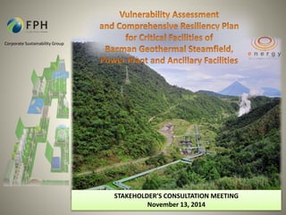 Corporate Sustainability Group 
STAKEHOLDER’S CONSULTATION MEETING 
November 13, 2014 
 