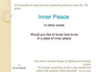  Do you know the difference between stress and non-stress?The benefits of reducing and eradicating stress in your life...for goodDo you get stressed? Do you like being stressed?