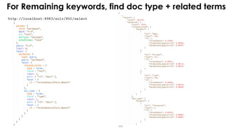 For Remaining keywords, find doc type + related terms
http://localhost:8983/solr/POI/select
 