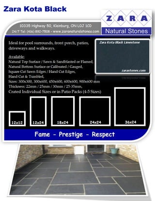Natural Stone Limestone Kota Black Pavers Zara Specs