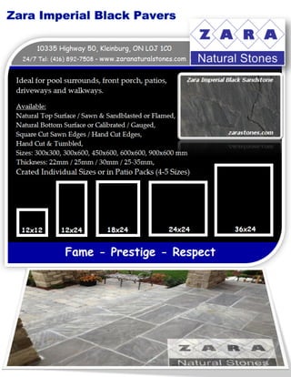 Natural Stone Sandstone Imperial Black Pavers Zara Specs
