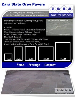 Natural stone sandstone slate grey pavers zara specs