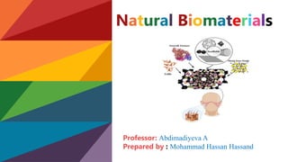 Natural Biomaterials
Professor: Abdimadiyeva A
Prepared by : Mohammad Hassan Hassand
 