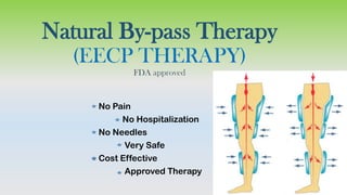 Natural By-pass Therapy
(EECP THERAPY)
FDA approved
No Pain
No Hospitalization
No Needles
Very Safe
Cost Effective
Approved Therapy
 