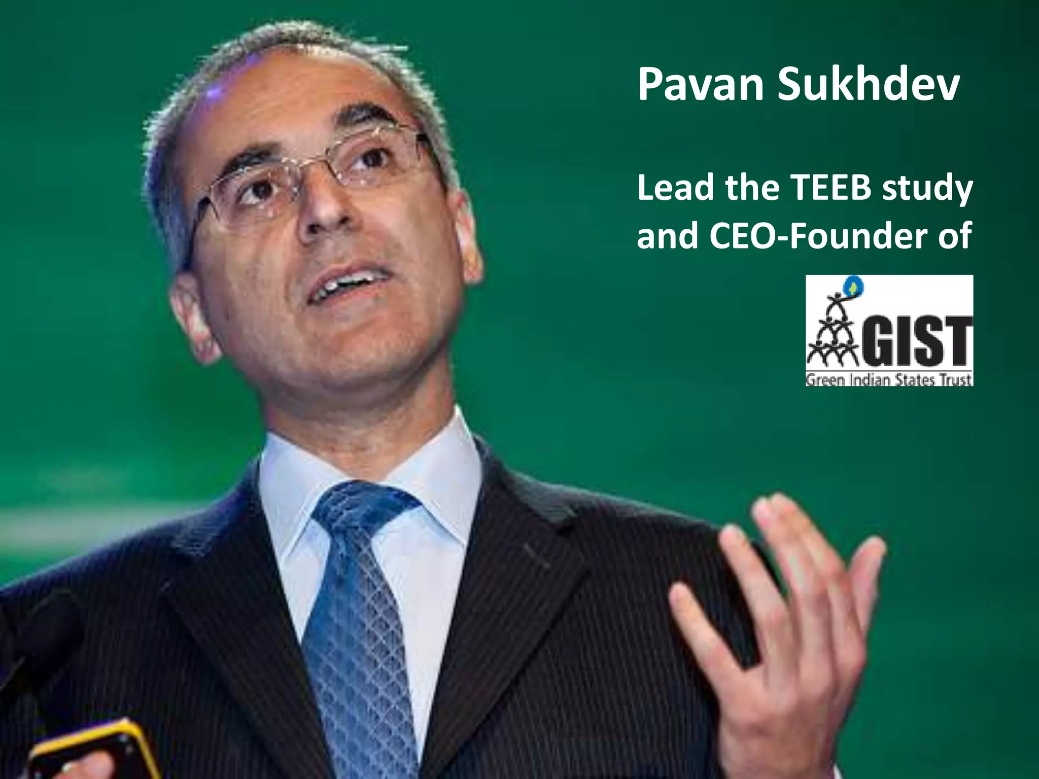 Pavan Sukhdev
Lead the TEEB study
and CEO-Founder of
 