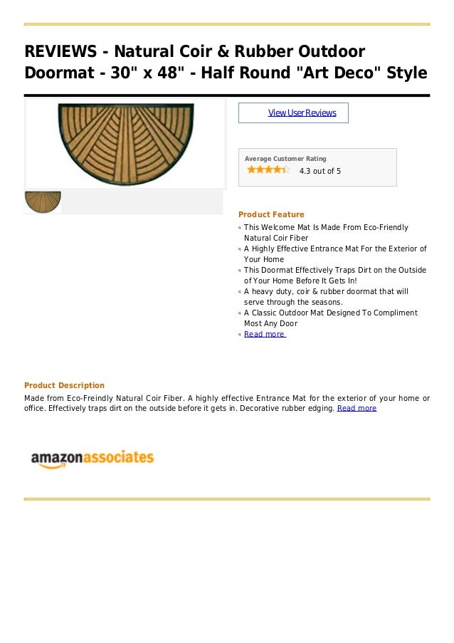 Natural Coir Rubber Outdoor Doormat 30 X 48 Half Round Art D