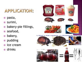  pasta,
 surimi,
 bakery-pie fillings,
 seafood,
 bakery,
 pudding
 ice cream
 drinks
 