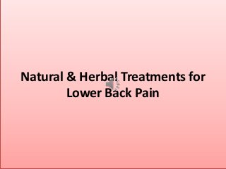 Natural & Herbal Treatments for
Lower Back Pain
 