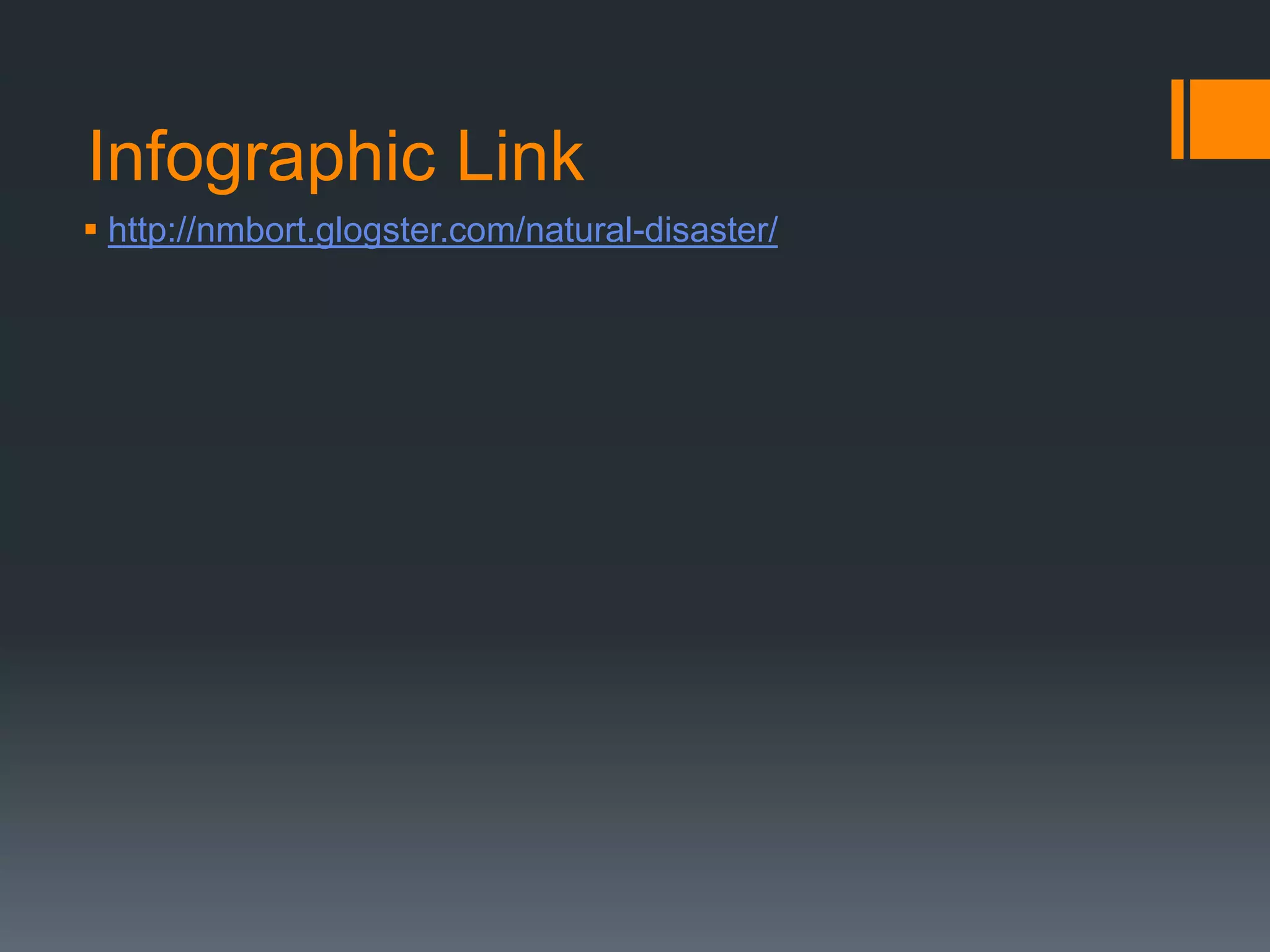 Infographic Link
 http://nmbort.glogster.com/natural-disaster/
 