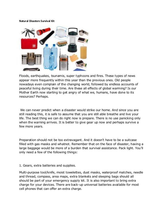 Natural disasters survival kit