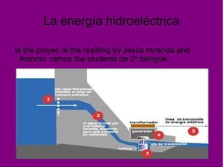 La energía hidroeléctrica
Is the proyec is the realiting by Jesús miranda and
Antonio ramos the students de 2º bilingüe
 