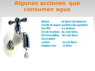 Algunas acciones que
consumen agua
 