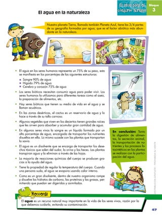 El agua para el          Bloque

                                                                           consumo humano...