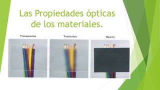 Las Propiedades ópticas
de los materiales.
 