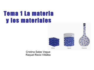 Tema 1 La materia y los materiales Cristina Salas Vegue Raquel Recio Villalba 