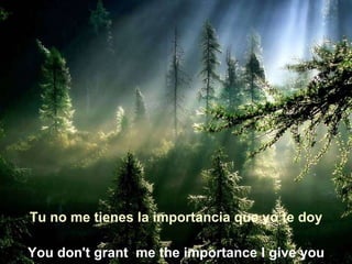 Tu no me tienes la importancia que yo te doy  You don't grant  me the importance I give you 