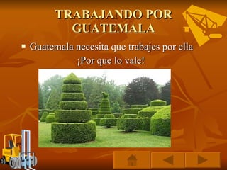 TRABAJANDO POR GUATEMALA Guatemala necesita que trabajes por ella ¡Por que lo vale!  