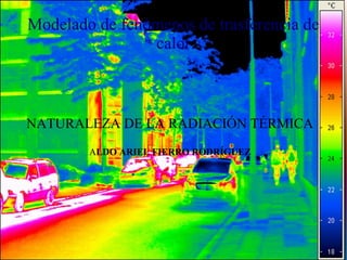 Modelado de fenómenos de trasferencia de
calor
NATURALEZA DE LA RADIACIÓN TÉRMICA
ALDO ARIEL FIERRO RODRÍGUEZ
 