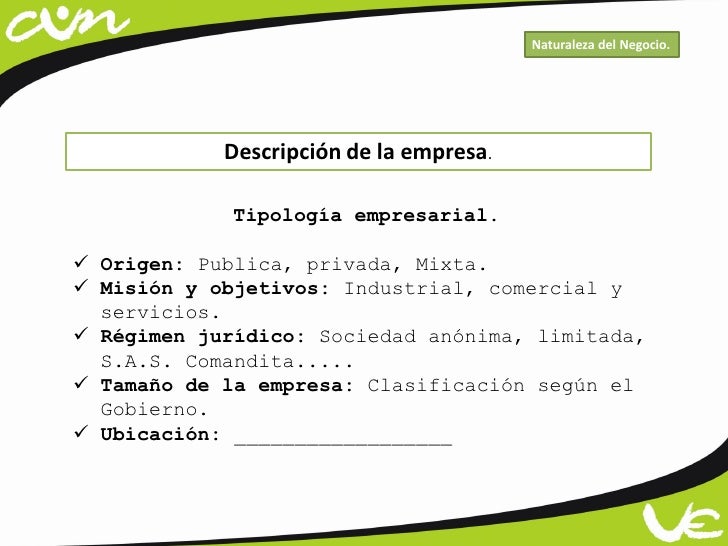 Naturaleza del negocio cun.