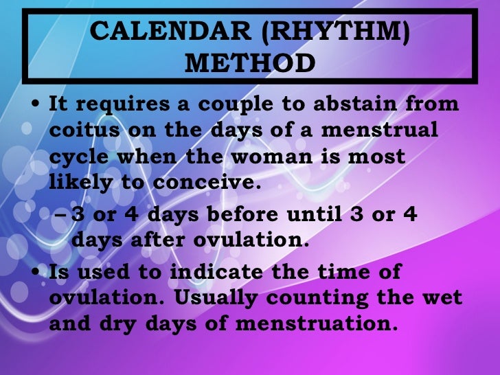 How does the calendar method of birth control work?