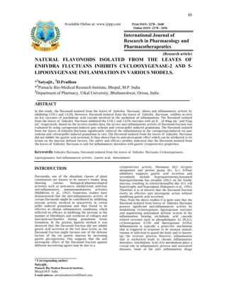 Natural flavonoids of enhydra fluctuans inhibits cyclooxygenase 2 and 5 ...