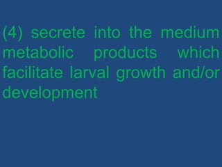 (4) secrete into the medium
metabolic products which
facilitate larval growth and/or
development
 