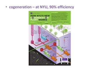 • cogeneration – at NYU, 90% efficiency
 