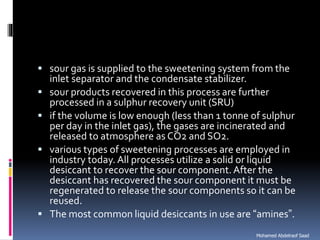 Natural gas processing technology sweetening processes