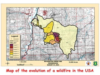 Map of the evolution of a wildfire in the USA
 