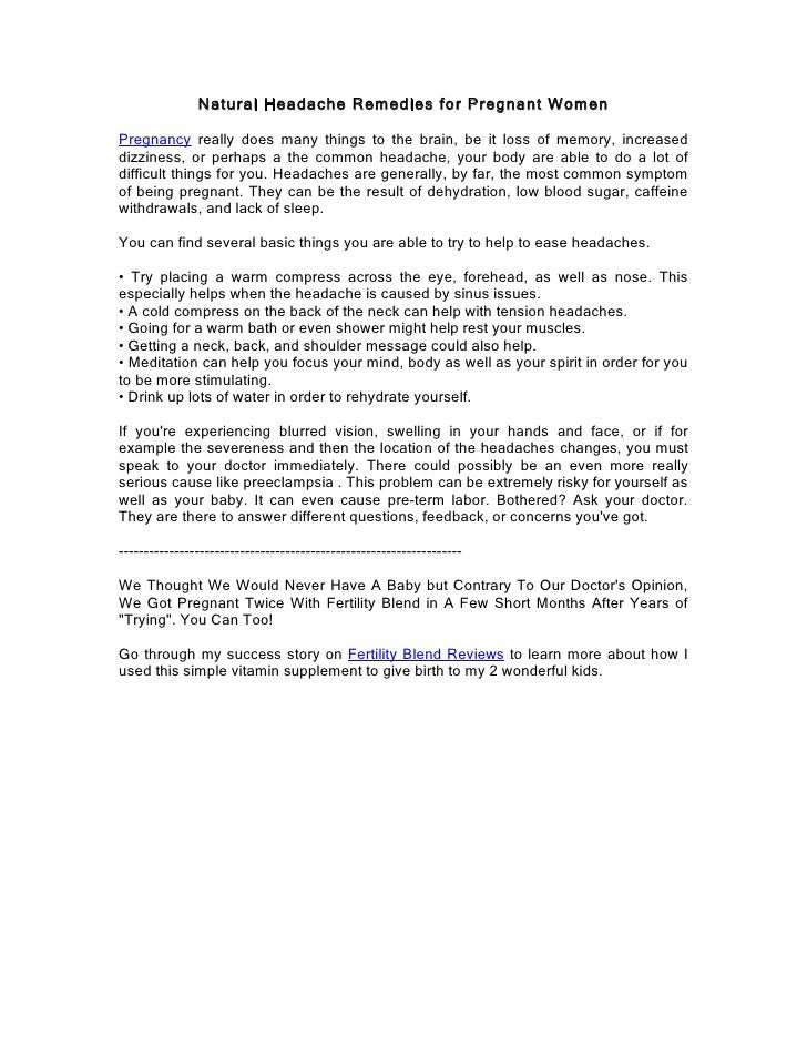 Natural headache remedies for pregnant women