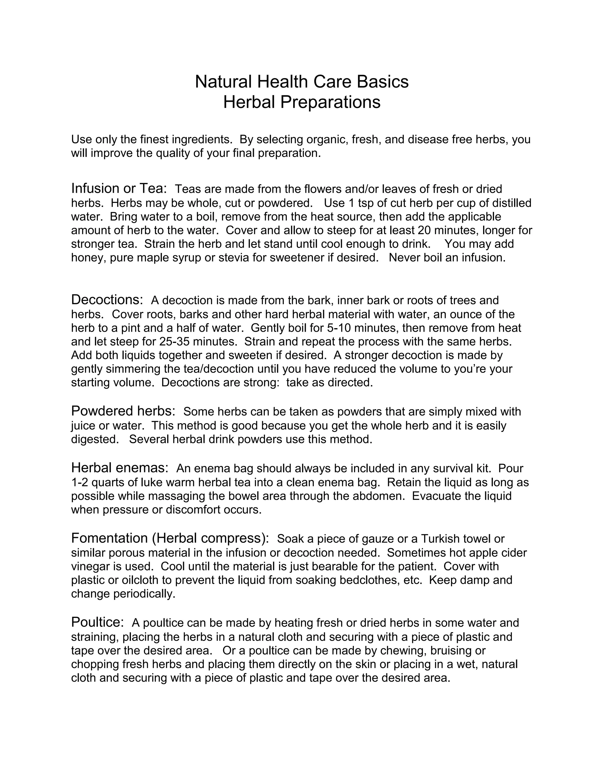 Natural Health Care Basics