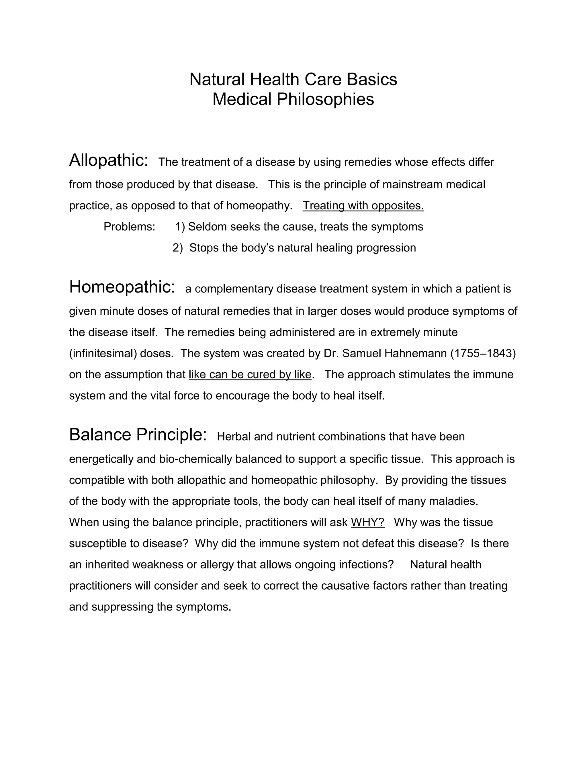 Natural Health Care Basics