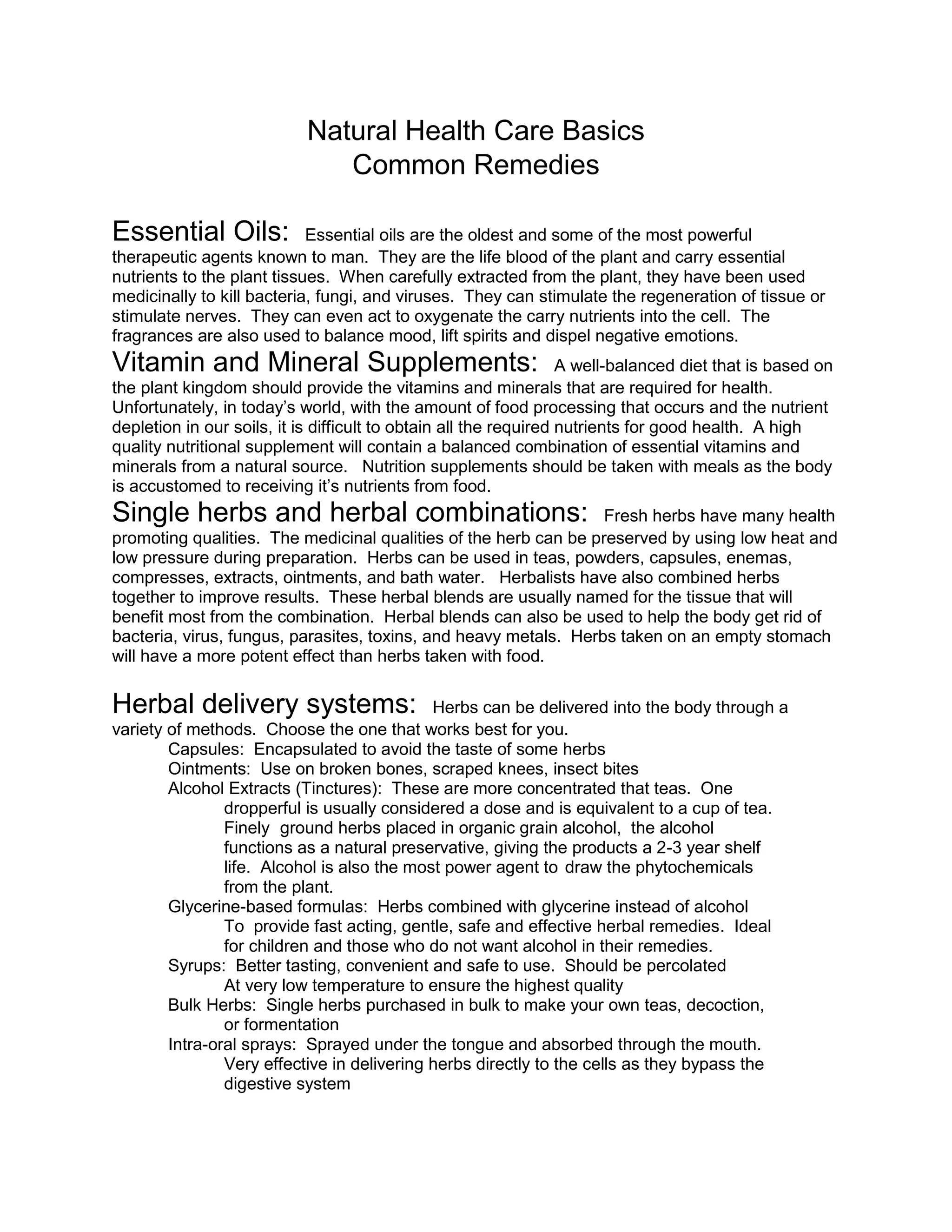 Natural Health Care Basics