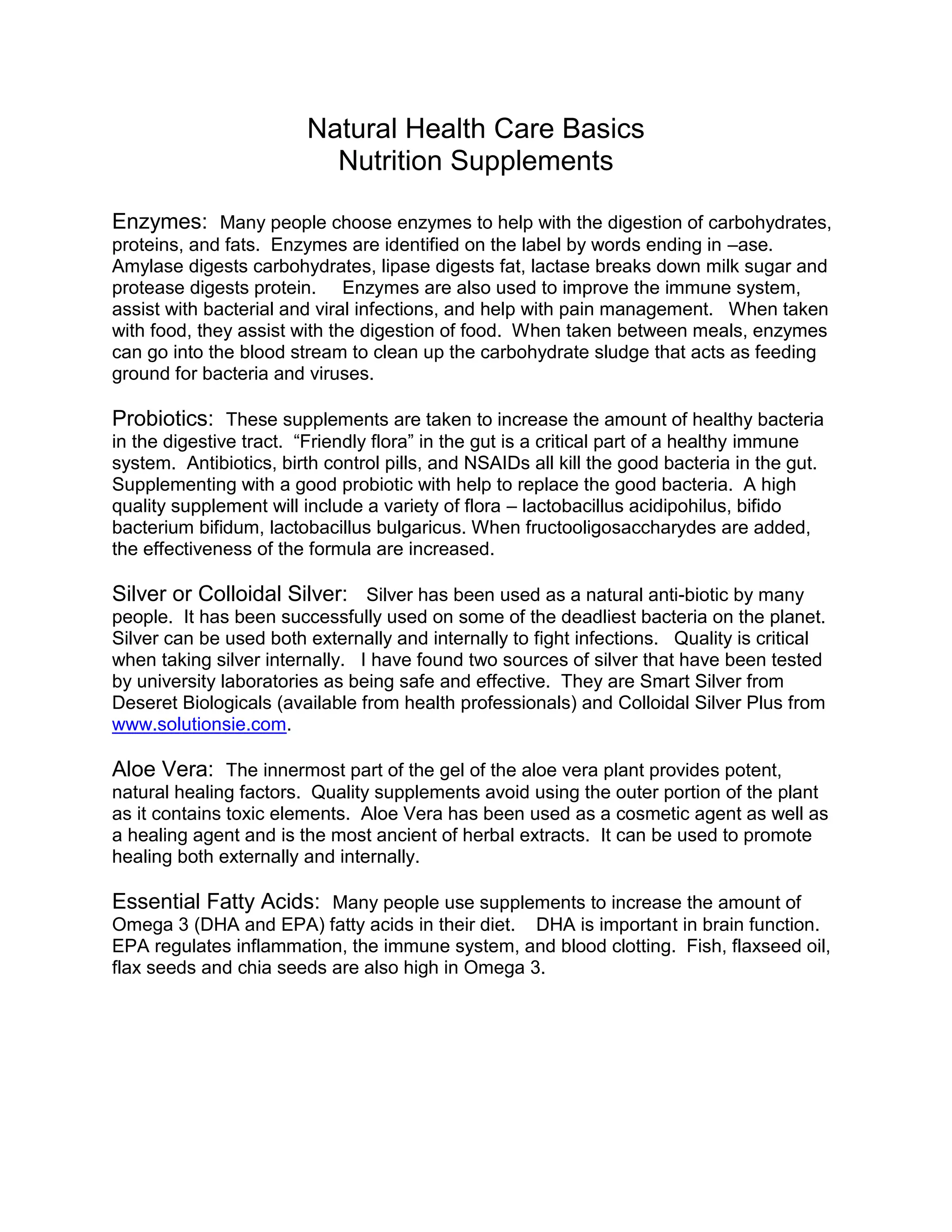 Natural Health Care Basics