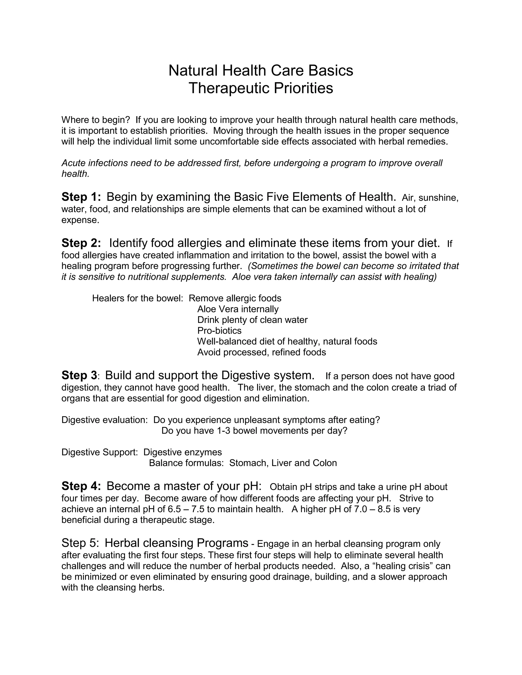 Natural Health Care Basics