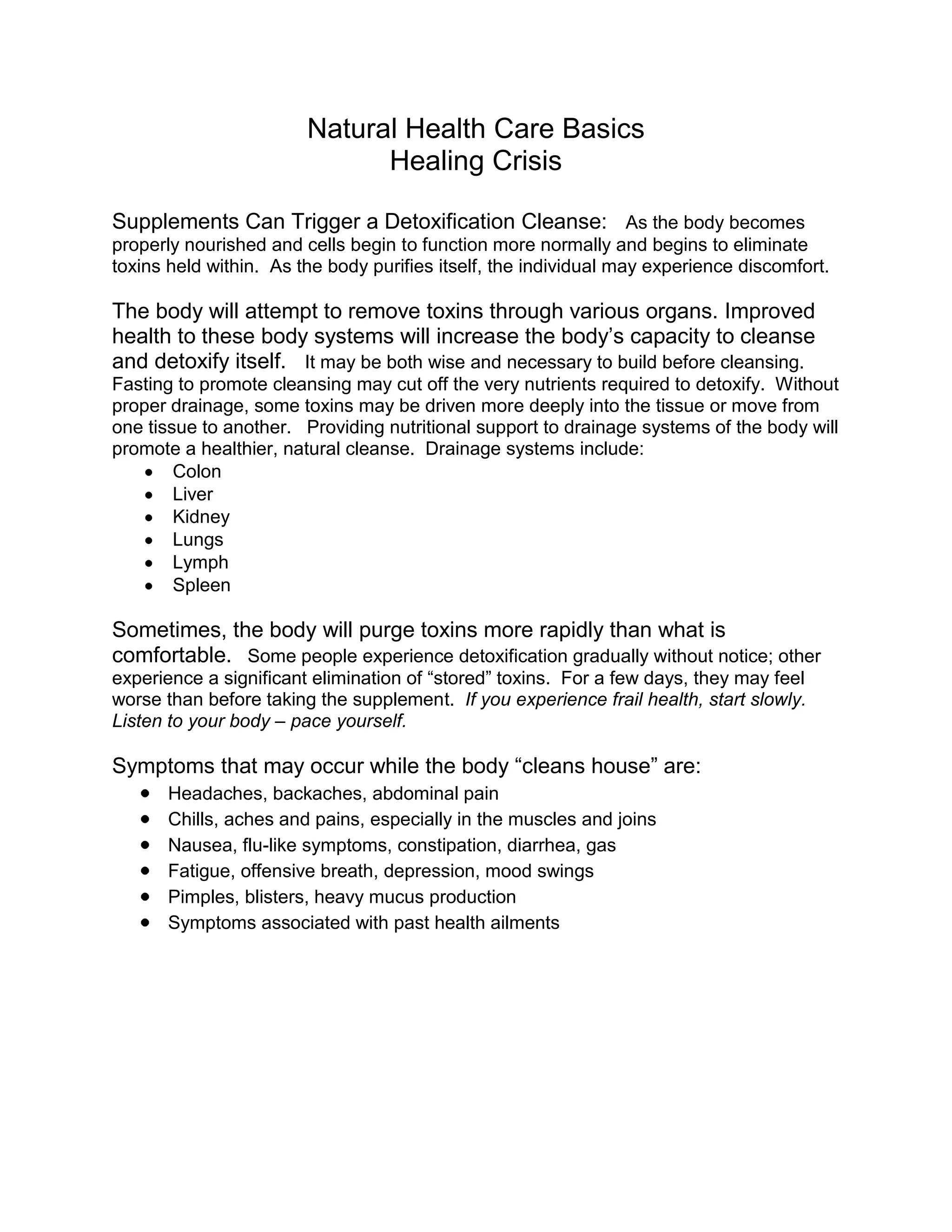 Natural Health Care Basics