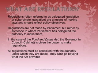 Natural Health Products Regulations (2) | PPT